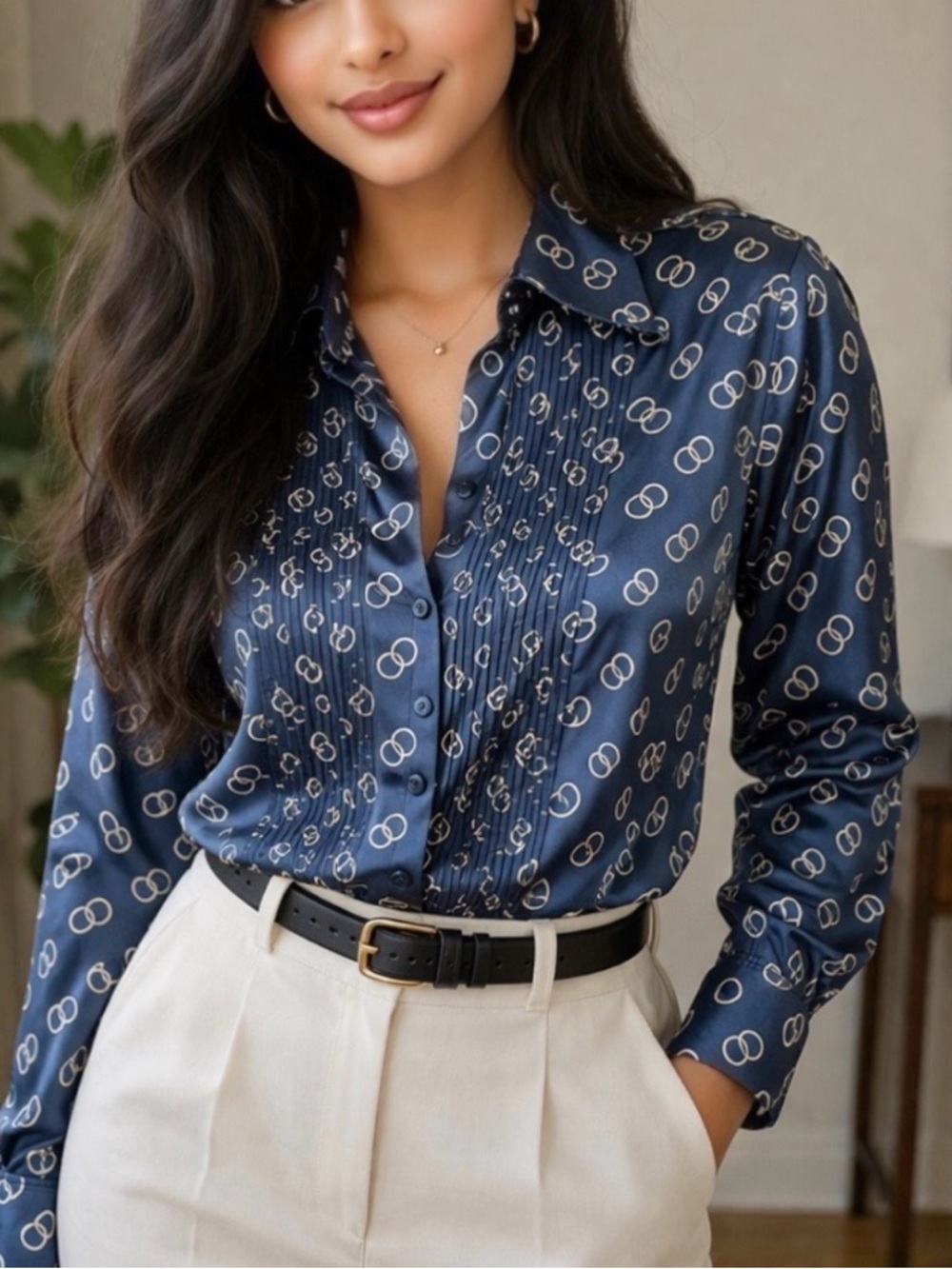 Tommy Hilfiger Navy Printed Button-Down Shirt